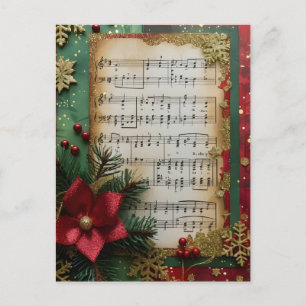 Cartes Pour Fêtes Annuelles Feuille Musique Noël Scrap Livre papier