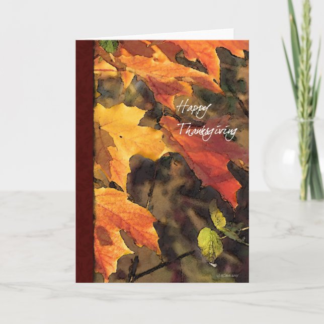 Cartes Pour Fêtes Annuelles Feuilles automnales Thanksgiving (Devant)