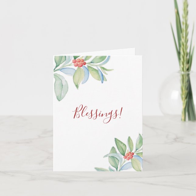 Cartes Pour Fêtes Annuelles Feuilles botaniques Baies Aidant familial Noël (Devant)