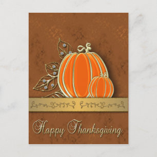 Cartes Pour Fêtes Annuelles Feuilles Citrouilles précieux de Thanksgiving Gold