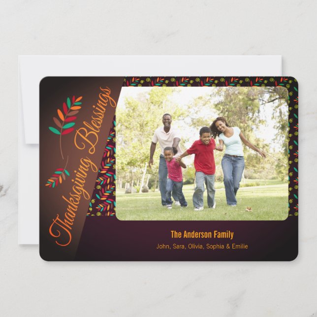 Cartes Pour Fêtes Annuelles Feuilles d'automne, Bénédiction de Thanksgiving (Devant)
