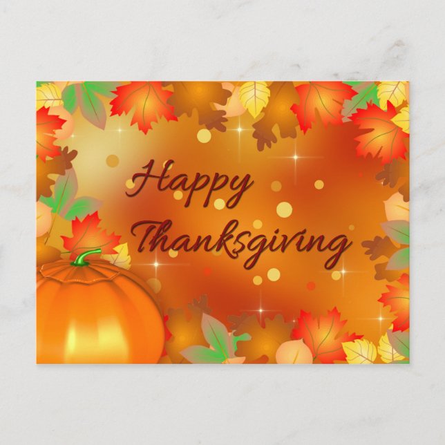 Cartes Pour Fêtes Annuelles Feuilles d'automne colorées bon thanksgiving (Devant)