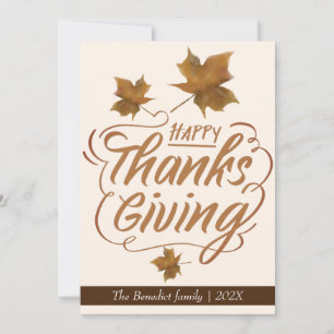 Cartes Pour Fêtes Annuelles Feuilles d'automne florales bon thanksgiving