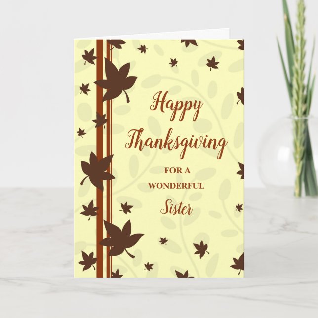 Cartes Pour Fêtes Annuelles Feuilles d'automne Joyeuse Action de grâce Sœur (Devant)