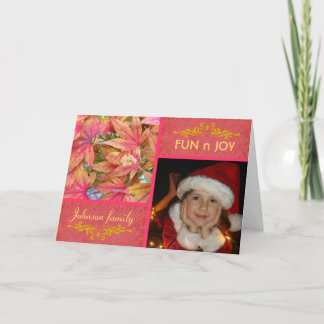 Cartes Pour Fêtes Annuelles Feuilles d'automne rose photo de Noël