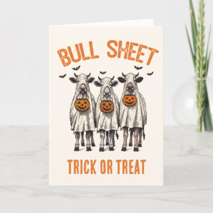Cartes Pour Fêtes Annuelles Feuilles de taureaux amusantes Vaches d'Halloween