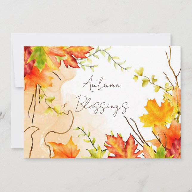 Cartes Pour Fêtes Annuelles Feuilles d'érable d'automne avec texte personnalis (Devant)