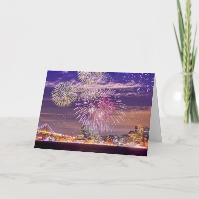Cartes Pour Fêtes Annuelles Feux d'artifice de nouvelle année de San Francisco (Devant)