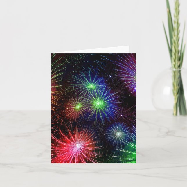 Cartes Pour Fêtes Annuelles Feux d'artifice d'éblouissement (Devant)
