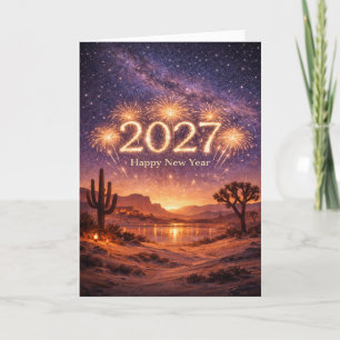 Cartes Pour Fêtes Annuelles Feux d'artifice dorés Célébration du ciel nocturne