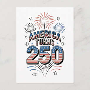 Cartes Pour Fêtes Annuelles Feux d'artifice du 4 juillet pour le 250e annivers