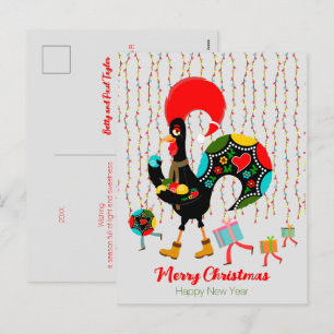 Cartes Pour Fêtes Annuelles Feux de Noël, baubles, cadeaux et coq