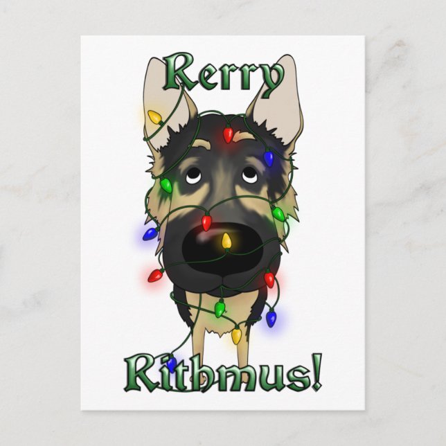Cartes Pour Fêtes Annuelles Feux de Noël berger allemand (Devant)