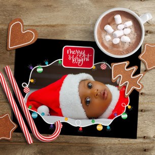 Cartes Pour Fêtes Annuelles Feux de Noël Joyeux & Lumineux (ajouter la photo)