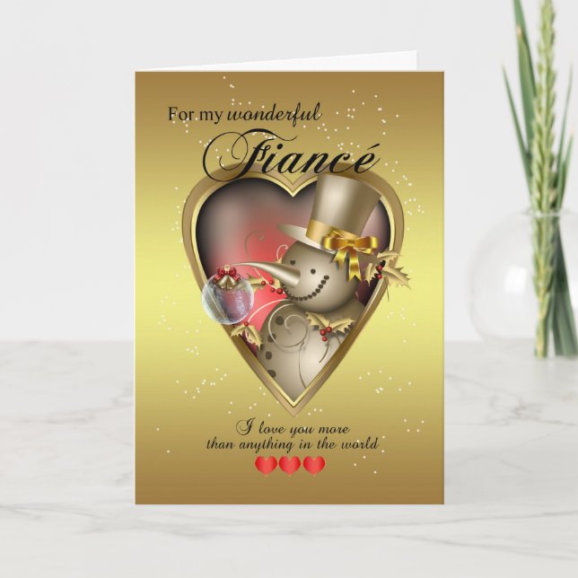 Cartes Pour Fêtes Annuelles Fiance Christmas Card - Snowman In Heart (Devant)