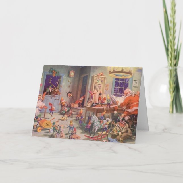 Cartes Pour Fêtes Annuelles Fiche atelier de Père Noël occupé (Devant)