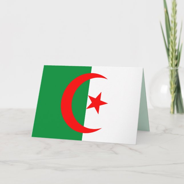 Cartes Pour Fêtes Annuelles fiche de voeux du drapeau algérie (Devant)