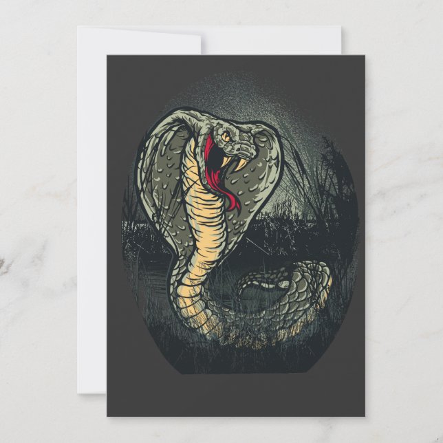 Cartes Pour Fêtes Annuelles Fierce Cobra Snake Dark Jungle Tattoo Art (Devant)