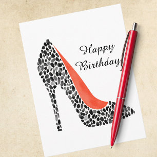 Cartes Pour Fêtes Annuelles Fierce Stiletto Talon Haut Chic Aquarelle Annivers
