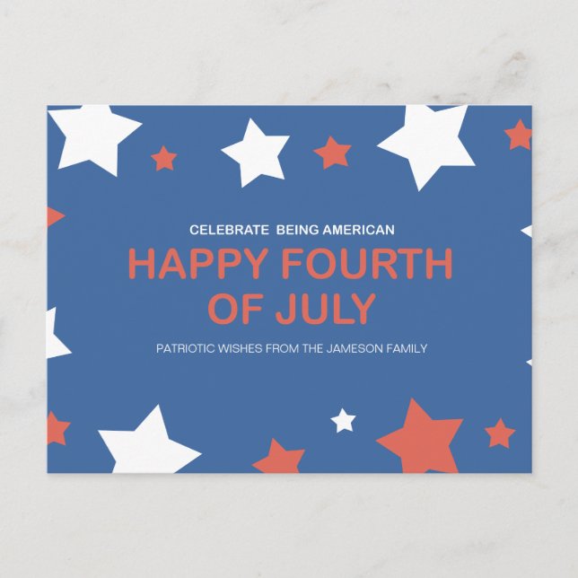 Cartes Pour Fêtes Annuelles Fièrement Américain, Joyeusement Libre 4 juillet (Devant)