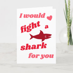 Cartes Pour Fêtes Annuelles Fight Shark Love Red Pink Valentine's Day