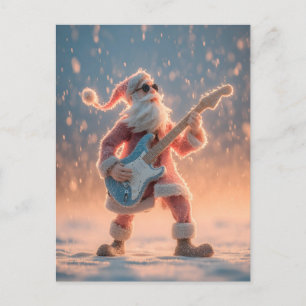 Cartes Pour Fêtes Annuelles Figure de Père Noël jouant d'une guitare électriqu