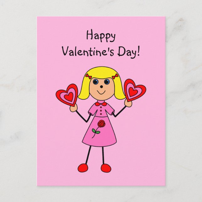 Cartes Pour Fêtes Annuelles Figure de Valentine Girl (Devant)