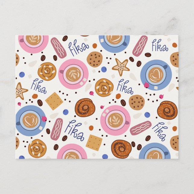 Cartes Pour Fêtes Annuelles Fika, café avec ami (Devant)
