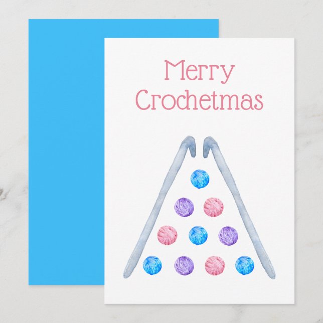 Cartes Pour Fêtes Annuelles Fil d'aquarelle de Noël Crochet (Devant / Derrière)