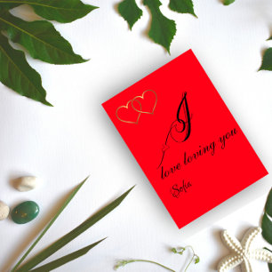 Cartes Pour Fêtes Annuelles Fil d'or Nom du coeur souhaits Flat Holiday Card