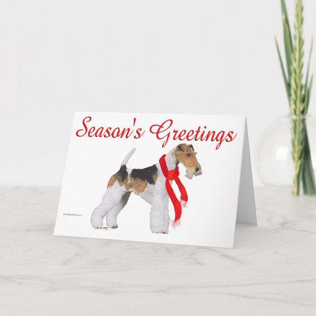 Cartes Pour Fêtes Annuelles Fil Fox Terrier Noël (Devant)