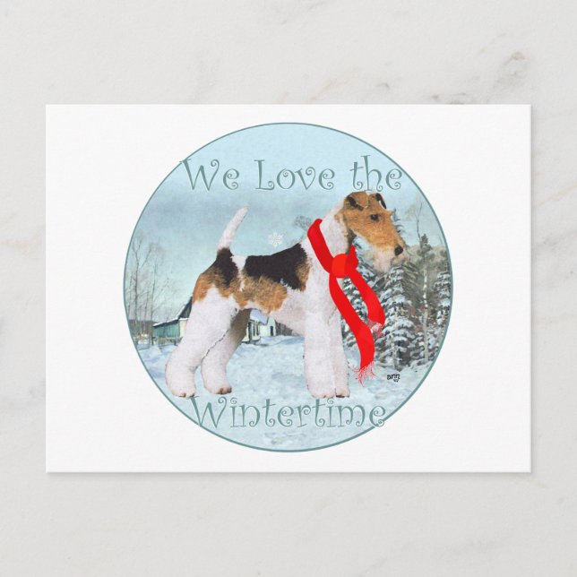 Cartes Pour Fêtes Annuelles Fil Fox Terrier Noël (Devant)