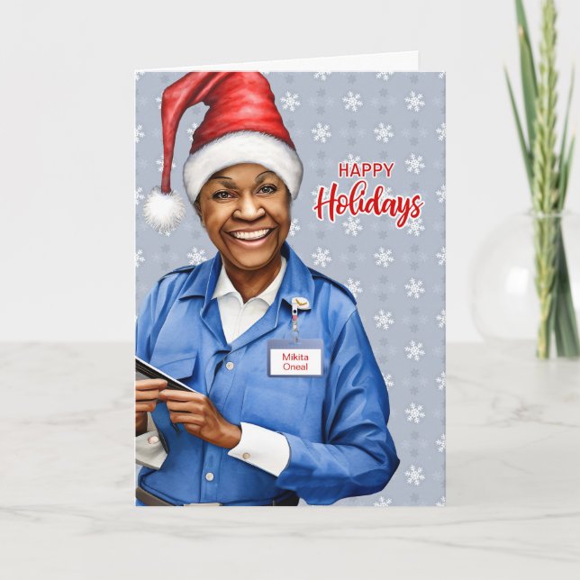 Cartes Pour Fêtes Annuelles Fille Africaine Américaine de la poste Noël (Devant)