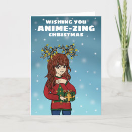 Cartes Pour Fêtes Annuelles Fille Anime Noël