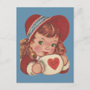 Cartes Pour Fêtes Annuelles Fille aux yeux verts vintage Valentine