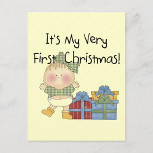 Cartes Pour Fêtes Annuelles Fille avec cadeaux 1er T-shirts et cadeaux de Noël