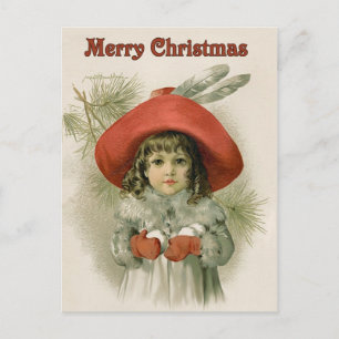 Cartes Pour Fêtes Annuelles Fille avec des boules de neige