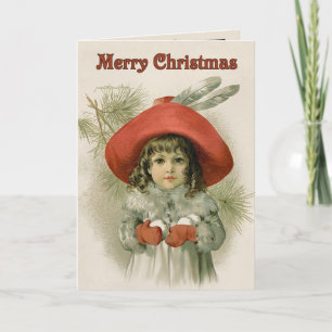 Cartes Pour Fêtes Annuelles Fille avec des boules de neige - Maud Humphrey