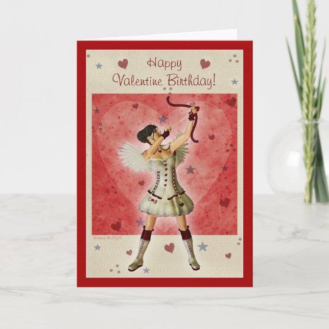 Cartes Pour Fêtes Annuelles Fille Cupidante Joyeuse Valentine Anniversaire Car (Devant)