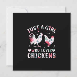 Cartes Pour Fêtes Annuelles Fille d'art de poulet qui aime les poulets