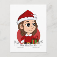 Fille de Noël aux cheveux bruns ondulés