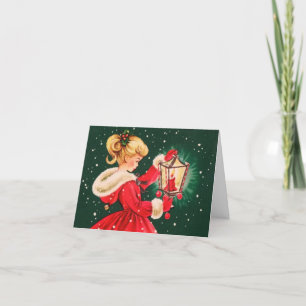 Cartes Pour Fêtes Annuelles Fille de Noël vintage