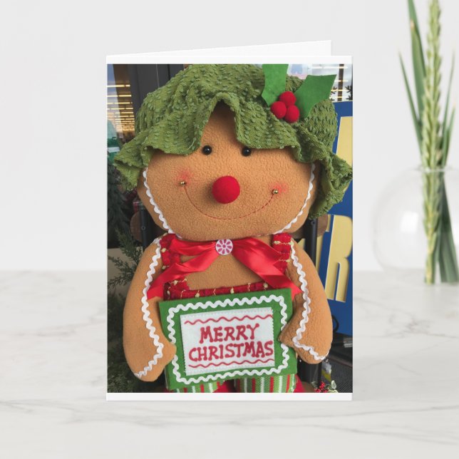 CARTES POUR FÊTES ANNUELLES FILLE DE PAIN DE GINGERBREAD AVEC SOUHAITS POUR ** (Devant)