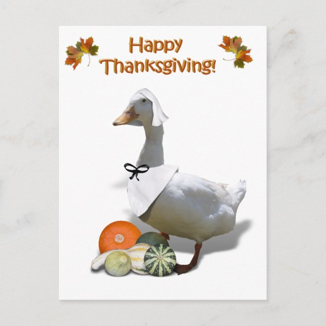 Cartes Pour Fêtes Annuelles Fille de pèlerin de canard blanc Thanksgiving (Devant)