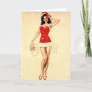Cartes Pour Fêtes Annuelles Fille de Pin- de Noël et Père Noël classique