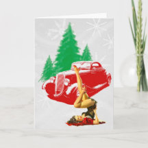 Fille de Pin- de Noël et voiture classique