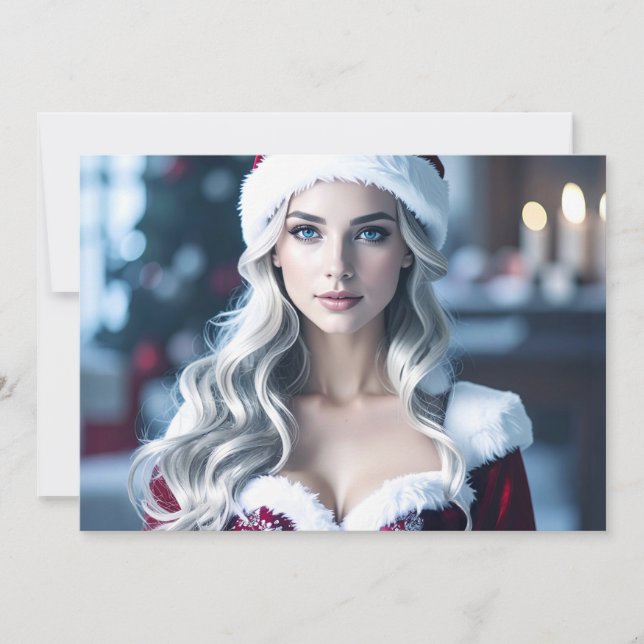 Cartes Pour Fêtes Annuelles Fille du Père Noël (Devant)