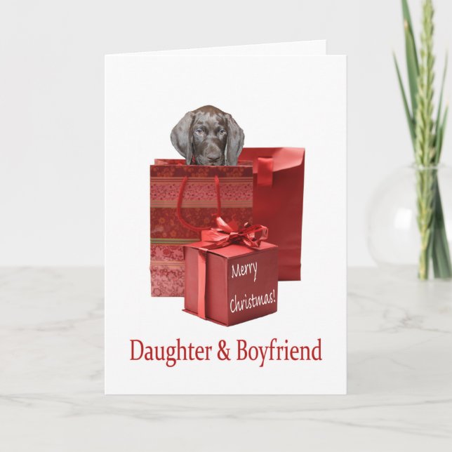 Cartes Pour Fêtes Annuelles Fille et copain Glossy Grizzly Noël (Devant)
