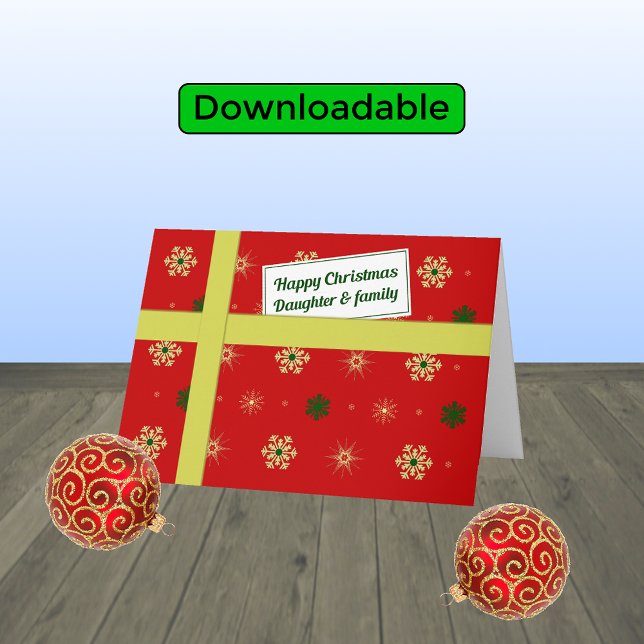 Cartes Pour Fêtes Annuelles Fille et famille parcelle de Noël rouge (Créateur téléchargé)