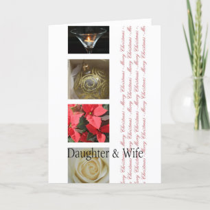 Cartes Pour Fêtes Annuelles Fille et femme Noël rouge, noir et blanc